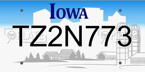 TZ2N773 Iowa License Plate