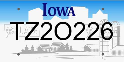 TZ2O226 Iowa License Plate