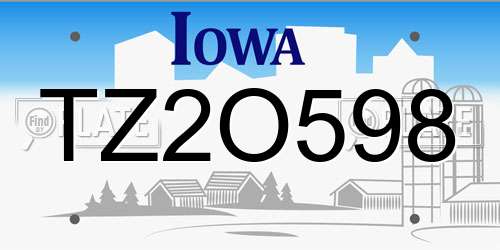 TZ2O598 Iowa License Plate