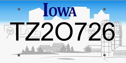 TZ2O726 Iowa License Plate