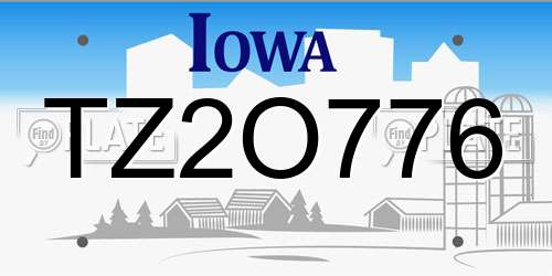 TZ2O776 Iowa License Plate
