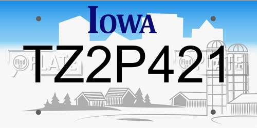 TZ2P421 Iowa License Plate