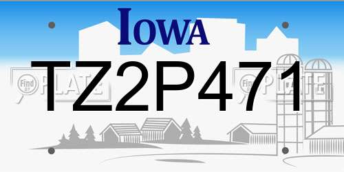 TZ2P471 Iowa License Plate