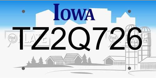 TZ2Q726 Iowa License Plate