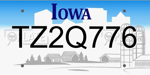 TZ2Q776 Iowa License Plate