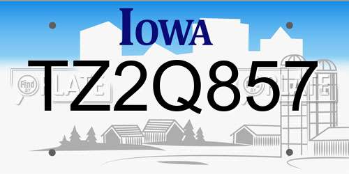 TZ2Q857 Iowa License Plate