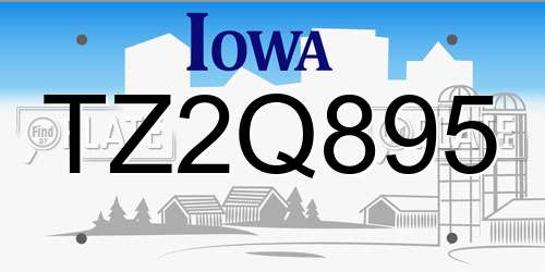 TZ2Q895 Iowa License Plate