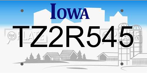 TZ2R545 Iowa License Plate