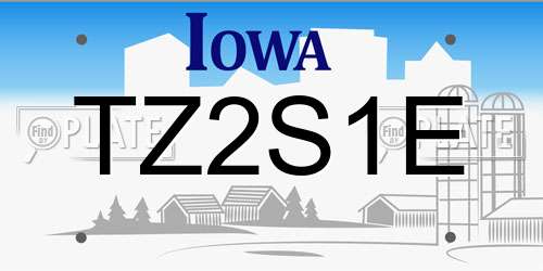 TZ2S1E Iowa License Plate