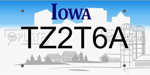 TZ2T6A Iowa License Plate