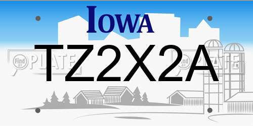 TZ2X2A Iowa License Plate