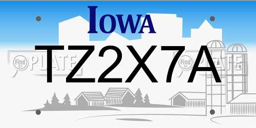 TZ2X7A Iowa License Plate