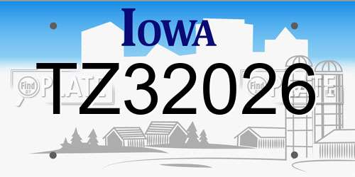 TZ32026 Iowa License Plate