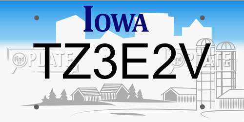 TZ3E2V Iowa License Plate