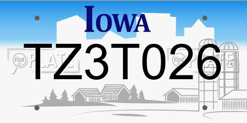 TZ3T026 Iowa License Plate