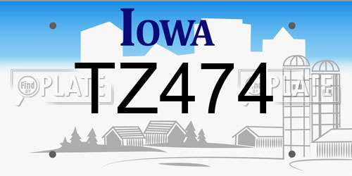 TZ474 Iowa License Plate