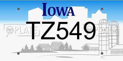 TZ549 Iowa License Plate