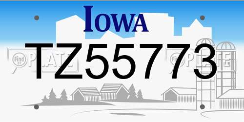 TZ55773 Iowa License Plate