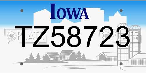 TZ58723 Iowa License Plate