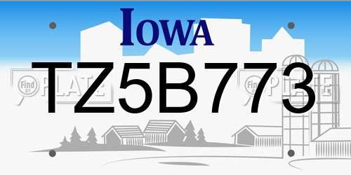 TZ5B773 Iowa License Plate