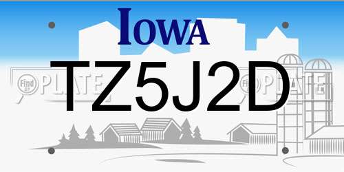 TZ5J2D Iowa License Plate