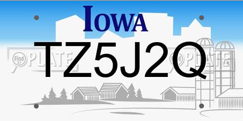 TZ5J2Q Iowa License Plate