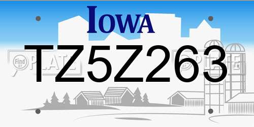 TZ5Z263 Iowa License Plate