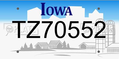 TZ70552 Iowa License Plate