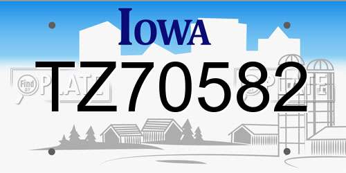TZ70582 Iowa License Plate