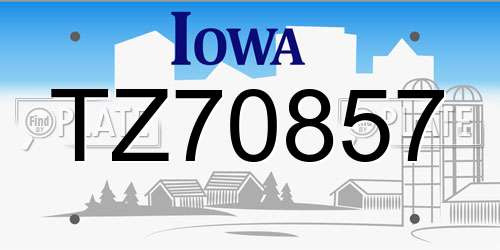 TZ70857 Iowa License Plate
