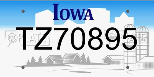 TZ70895 Iowa License Plate