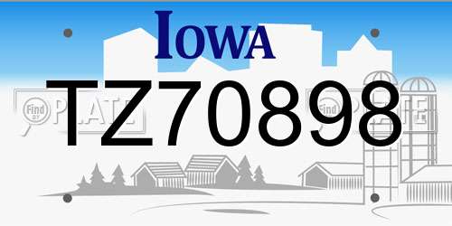 TZ70898 Iowa License Plate