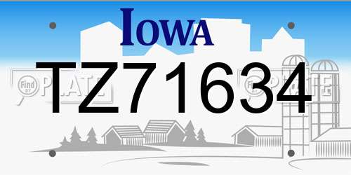 TZ71634 Iowa License Plate