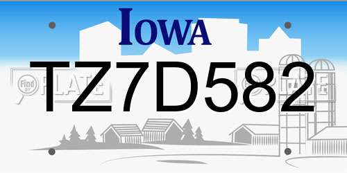 TZ7D582 Iowa License Plate