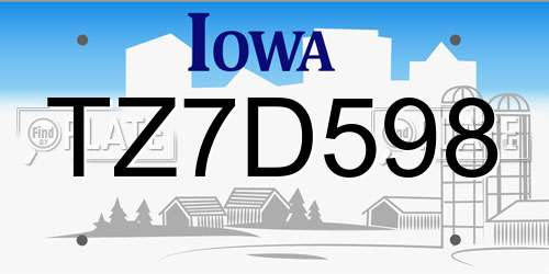 TZ7D598 Iowa License Plate