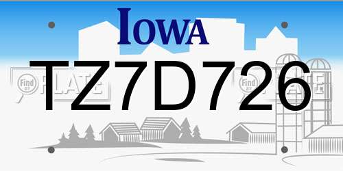 TZ7D726 Iowa License Plate