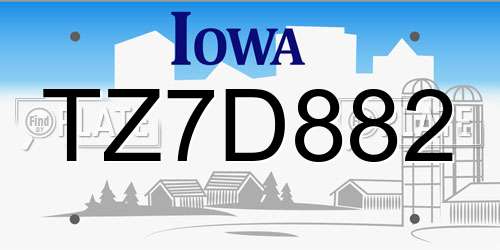 TZ7D882 Iowa License Plate