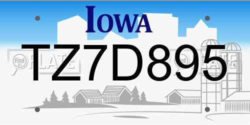 TZ7D895 Iowa License Plate