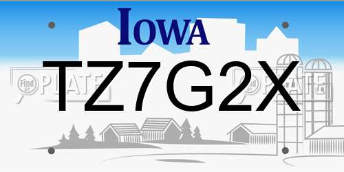 TZ7G2X Iowa License Plate