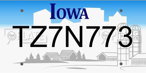 TZ7N773 Iowa License Plate