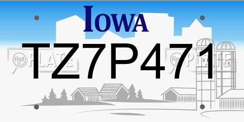 TZ7P471 Iowa License Plate