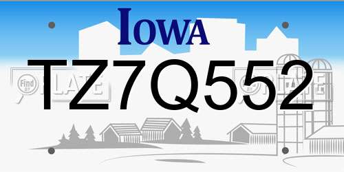 TZ7Q552 Iowa License Plate