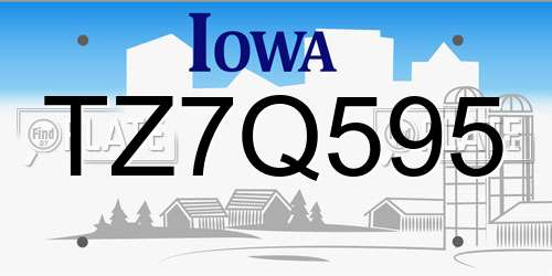 TZ7Q595 Iowa License Plate