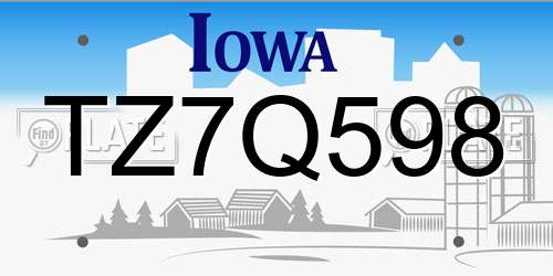 TZ7Q598 Iowa License Plate