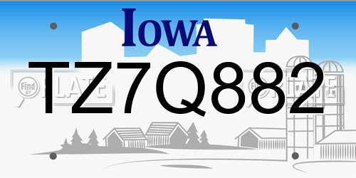 TZ7Q882 Iowa License Plate