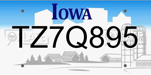 TZ7Q895 Iowa License Plate