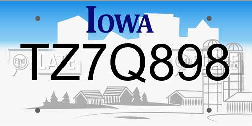 TZ7Q898 Iowa License Plate