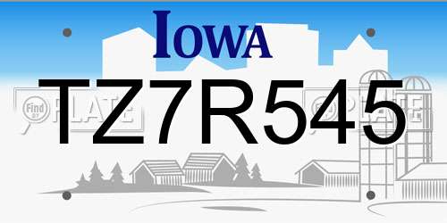 TZ7R545 Iowa License Plate