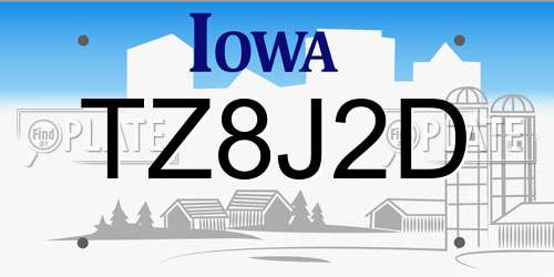 TZ8J2D Iowa License Plate