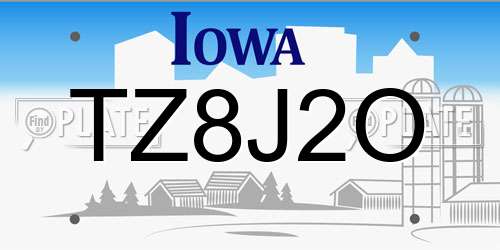 TZ8J2O Iowa License Plate